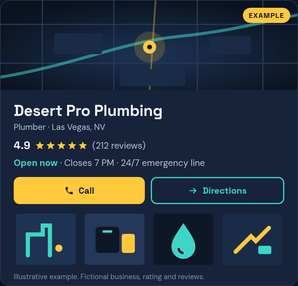 Example Google Business profile card for a Las Vegas business